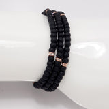 Black Rose Gold Beaded Triple Wrap Bracelet