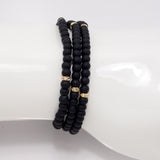 Black Gold Beaded Triple Wrap Bracelet