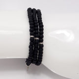 Black Black Beaded Triple Wrap Bracelet