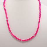 Hot Pink Silver Beaded Triple Wrap Bracelet