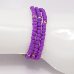 Purple/Gold Rhinestone Triple Wrap Bracelet