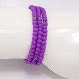 Purple Black Beaded Triple Wrap Bracelet