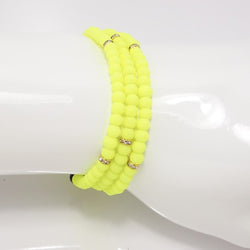 Neon Yellow Gold Beaded Triple Wrap Bracelet