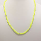 Neon Yellow Silver Beaded Triple Wrap Bracelet