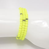 Neon Yellow Black Beaded Triple Wrap Bracelet