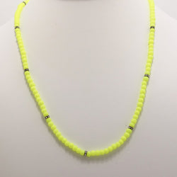 Neon Yellow Black Beaded Triple Wrap Bracelet