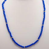 Royal Blue Gold Beaded Triple Wrap Bracelet