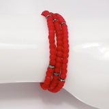 Red Black Beaded Triple Wrap Bracelet