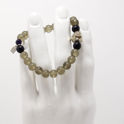 Frosted Silver Budhha Men's Bracelet