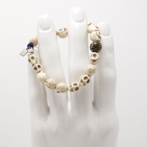 Ivory Bone Skull Men Bracelet