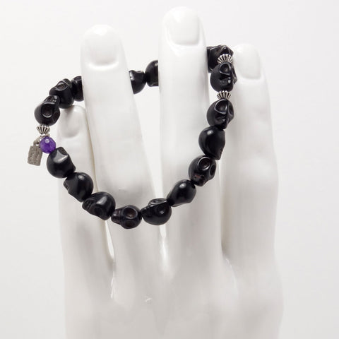 Black Bone Skull Men's Bracelet