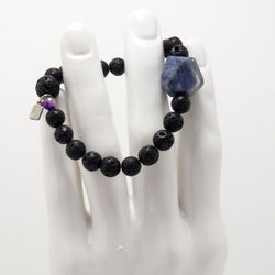 Natural Black Lava Bead Men's Bracelet