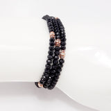 Black Rose Gold Crystal Triple Wrap Bracelet