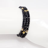 Black Gold Crystal Triple Wrap Bracelet