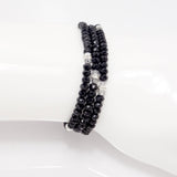 Black Silver Crystal Triple Wrap Bracelet