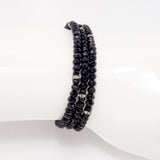 Black Crystal Triple Wrap Bracelet