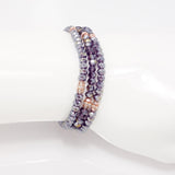 Shiny Purple Rose Gold Crystal Triple Wrap Bracelet