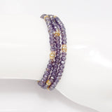 Shiny Purple Gold Crystal Triple Wrap Bracelet