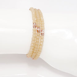 Tan Rose Gold Crystal Triple Wrap Bracelet