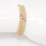 Tan Rose Gold Crystal Triple Wrap Bracelet