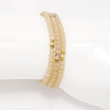 Tan Gold Crystal Triple Wrap Bracelet