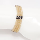 Tan Black Crystal Triple Wrap Bracelet