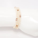 Bisque Rose Gold Crystal Triple Wrap Bracelet