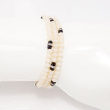 Bisque Black Crystal Triple Wrap Bracelet