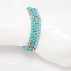 Teal Rose Gold Crystal Triple Wrap Bracelet