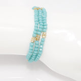 Teal Gold Crystal Triple Wrap Bracelet