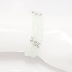 Clear Green Silver Crystal Triple Wrap Bracelet