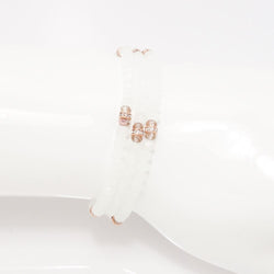 Frosted White Rose Gold Crystal Triple Wrap Bracelet