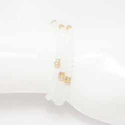 Frosted White Gold Crystal Triple Wrap Bracelet