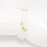 Frosted White Gold Crystal Triple Wrap Bracelet