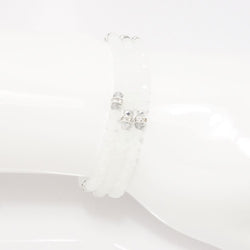 Frosted White Silver Crystal Triple Wrap Bracelet