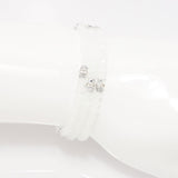 Frosted White Silver Crystal Triple Wrap Bracelet