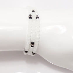 Frosted White Black Crystal Triple Wrap Bracelet