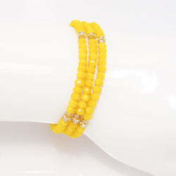 Yellow Orange Gold Crystal Triple Wrap Bracelet