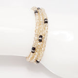 Gold Black Crystal Triple Wrap Bracelet