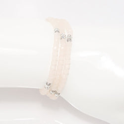 Light Bisque Silver Crystal Triple Wrap Bracelet