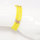 Bright Yellow Rose Gold Crystal Triple Wrap Bracelet