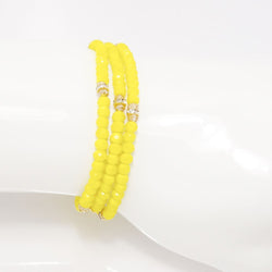 Bright Yellow Gold Crystal Triple Wrap Bracelet