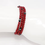 Maroon Black Crystal Triple Wrap Bracelet