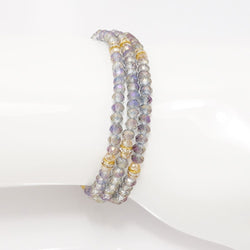 Smoky Purple Gold Crystal Triple Wrap Bracelet