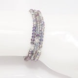 Smoky Purple Silver Crystal Triple Wrap Bracelet