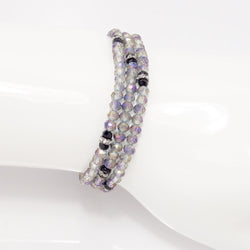 Smoky Purple Black Crystal Triple Wrap Bracelet