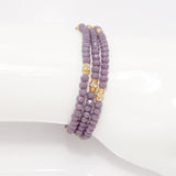 Eggplant Gold Crystal Triple Wrap Bracelet