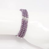 Eggplant Silver Crystal Triple Wrap Bracelet