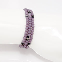 Eggplant Black Crystal Triple Wrap Bracelet