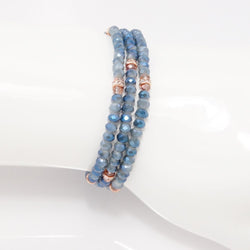 Denim Rose Gold Crystal Triple Wrap Bracelet